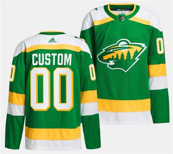 Men%27s Minnesota Wild Custom Green 2023-24 Stitched Jersey